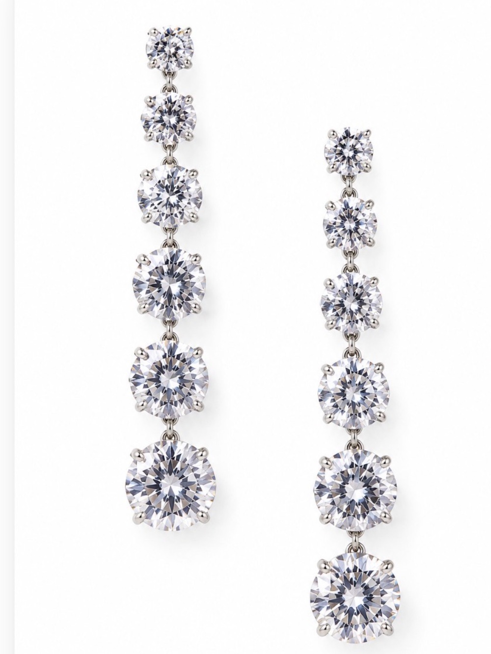 kate spade silver-tone clear crystal linear drop earrings